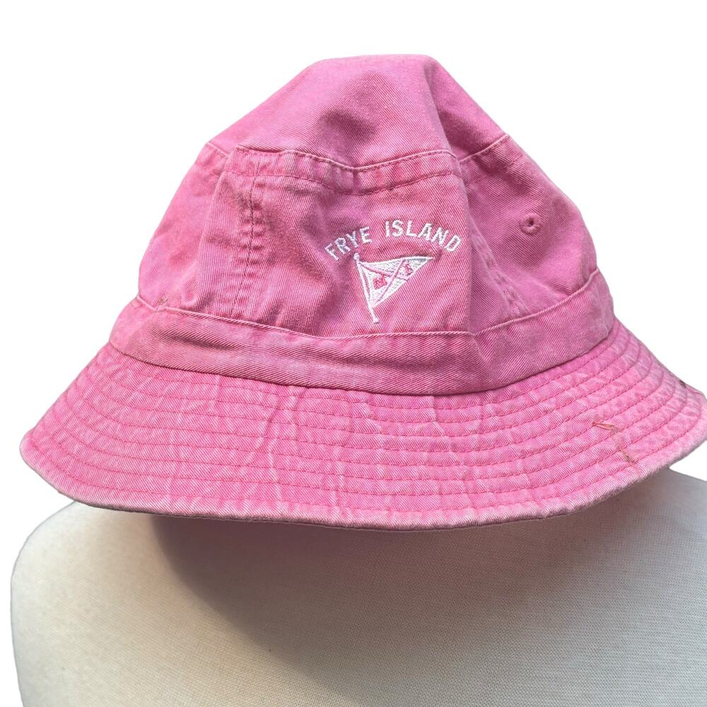 Kate Lord Pink Bucket Hat Nautical Embroidered Mariners Flag Preppy Beachy